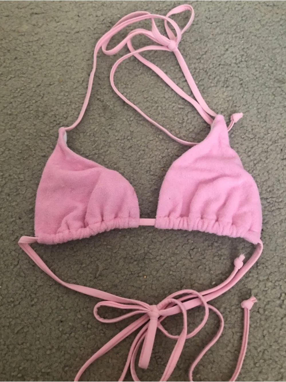 SHEIN Pink Triangle Tie-Back Bikini Top